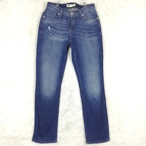 Levi's Womens Jeans 529 Curvy Straight Leg Blue Denim Distressed Whiskering 6 - Picture 1 of 12