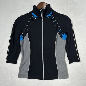 Chaqueta de Colección Y2K BEBE SPORT con Cordones Negra Cremallera Completa Talla XS Hecha en EE. UU. BBSP - Imagen 1 de 12