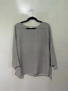 NEW WITHOUT TAGS JOIE Size Small 100% Silk Gray Blue Fine Print Tunic Blouse - Picture 1 of 10