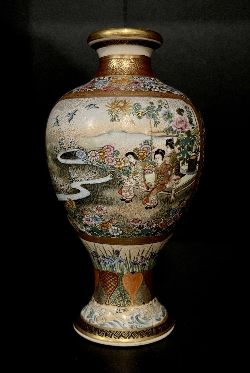 金色日本古董花瓶| eBay