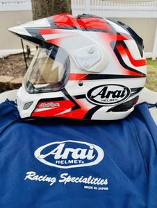Arai XD-4 Diamanté Full Face Helmet/Red/White/Black/Storage Bag/Size XL - Picture 1 of 15