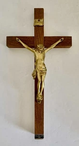 Antique Religious Crucifix INRI Wall Hanging Crucifixion Jesus Wood Cross 10”x5” - Picture 1 of 22