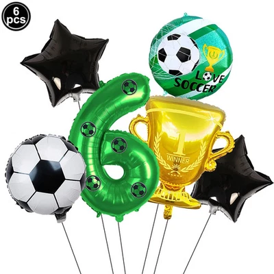 Globo de fútbol inflable de pie trofeo de fútbol globo de aluminio tema de fútbol para niños Foto 1 de 4