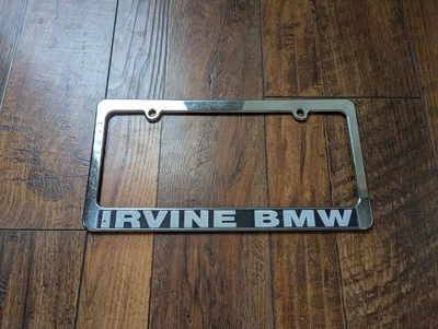 Irvine California SoCal CA BMW Plastic Chrome Dealer License Plate Frame - Image 1 of 2