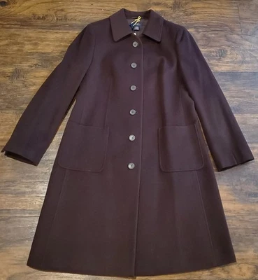 Brooks Brothers 346 Lana Cachemira Botón Marrón Para Mujer Talla 12 Nuevo Foto 1 de 4