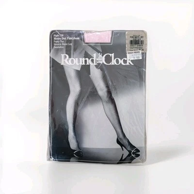 Vtg '88 Round The Clock Pantyhose A/B Pink White Polkadot Coquette All Nylon - Image 1 of 4