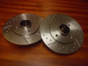 RENAULT 5 GT TURBO NEW REAR DIMPLED GROOVE BRAKE DISCS WITH BEARINGS - Picture 1 of 1