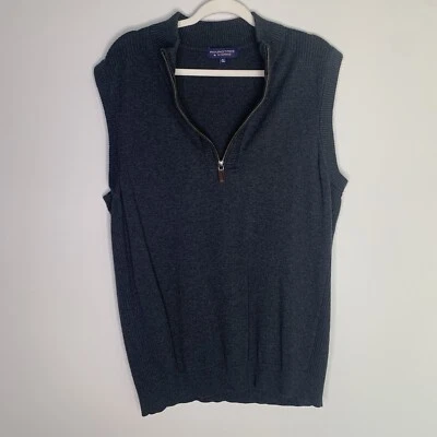 Chaleco Roundtree & Yorke Gris Oscuro Hombres XLT Alto 1/4 Cremallera, Algodón Grande y Alto Foto 1 de 4