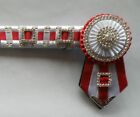 Red & White Satin Check Browband With Silver Bling Crystals - 35.5Cm - New