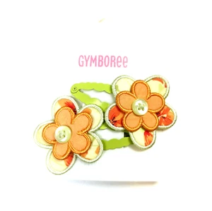 NWT Gymboree Girl Fabric Flower Snap Clips 2 Pack - Picture 1 of 3