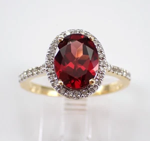 2Ct Oval Cut Lab-Created Red Garnet Halo Engagement Ring 14K Yellow Gold Plated - Picture 1 of 10