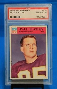 Philadelphia # 109 1966 Paul Flatley PSA 8 casi nuevo-como nuevo # 31733093 ¡Vikingos de Minnesota! - Imagen 1 de 2