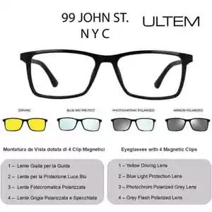 Occhiale da Vista / Eyeglasses 99 JOHN ST NYC ULTEM U-277 56-17 CM02 + 4 Clip - Picture 1 of 10