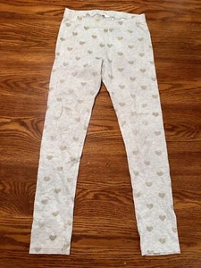H&M Girls Youth Gold Heart Gray Leggings Size US 8-10 School Clothes - Picture 1 of 7