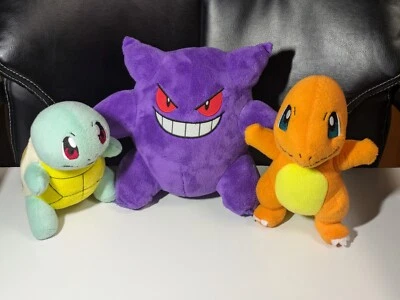 Tomy Pokemon Charmander, Squirtle, Gengar 9" Plush Nintendo Game Freak 2017  - Image 1 of 4