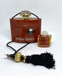 Vtg OPIUM Yves Saint Laurent Perfume 0.5 oz Empty Bottle + 1.25” Perfume Full - Picture 1 of 6