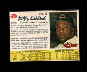 1408* 1962 Post Canadian # 41 Willie Kirkland Ex-Mt - Picture 1 of 2