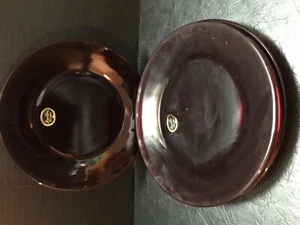 VINTAGE 9” ROYAL RUBY ANCHORGLASS SET OF 4 PLATES - Picture 1 of 3