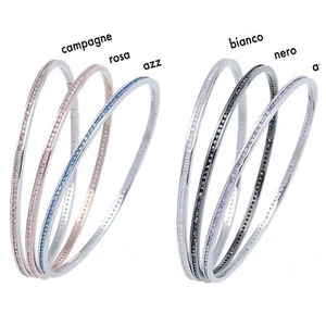 BRACCIALE SCHIAVA RIGIDO ZIRCONI ARGENTO 925 ANALLERGICO GIOIELLI ARVI IDEA REGA - Foto 1 di 7