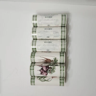 Laura Ashley Vintage Home Wallpaper Border Kitchen Vegetables Multi White Lot 6 - Image 1 of 4