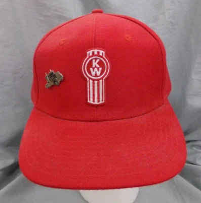 Vintage Kenworth Red Adjustable Trucker Baseball Hat With Semi Truck Hatpin Foto 1 de 4