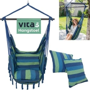 Hängesitz Hängesessel Hängestuhl Hängekorb Hängematte Hängeschaukel mit 2 Kissen - Bild 1 von 10