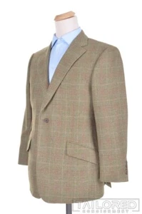PAUL STUART Green Plaid Check 100% Lambswool Blazer Sport Coat Jacket - 41 S - Picture 1 of 9