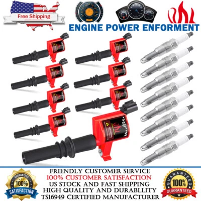 8x Ignition Coil & Spark Plugs For FORD F150 F250 6.8L 5.4L 2004 2005 2006-2010 - Image 1 of 4