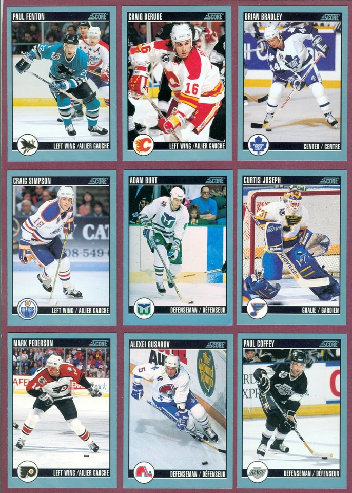 1992-93 SCORE CANADIAN NHL HOCKEY CARD 257 TO 384 SEE LIST - Image 1 of 1