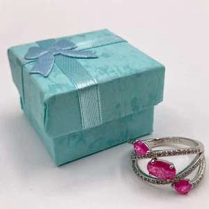 Bomb Party Ring RBP6156 Timeless Essence Fuchsia Ice Crystal Sz 9 Rhodium Plated - Picture 1 of 6