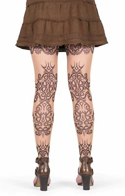 Дикая роза женщины Mehndi тату леггинсы, желтовато-коричневый сетки кружева Tribal хна Blackwork - Изображение 1 из 4