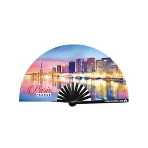 Paris France UV glow bamboo clack fan by FabulousMe® for parties and circuit - Picture 1 of 1