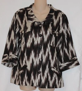 Chico's Brown 100% Linen Button Front 3/4 Sleeve Jacket Top Size 2 Large - Picture 1 of 5