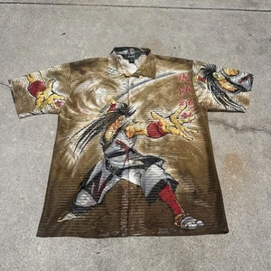 Trust Couture Collection Sheer Mesh All Over Samurai Sword Print Shirt Men’s XL - Picture 1 of 14