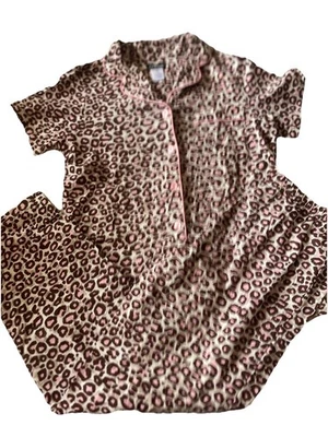 Joe Boxer Button Up Collared Shirt And Elastic Pants Pajama Set Woman’s Size M - Image 1 of 4