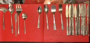 Lot 32 International Deluxe DUTCH SCROLL Stainless Knives Forks Spoons Serving - Picture 1 of 6