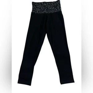 Victoria Sport Black Leggings Stars Fold Down Waistband XS Athleisure Casual NWT - Picture 1 of 9
