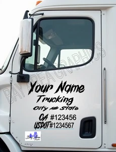 TRUCK DOOR COMMERCIAL DECALS SIGN CUSTOM SAME STYLE TEXT & DOT OUTDOOR VINYL X2 - Bild 1 von 14