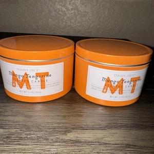 2 Pack Trader Joes Mango & Tangerine Scented Candles LIMITED Seasonal Citrus - Picture 1 of 4