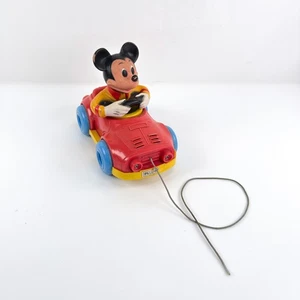 Vintage 1973 Walt Disney / Kohner Bros. Vintage Pull String Mickey Mouse Toy Car - Picture 1 of 12