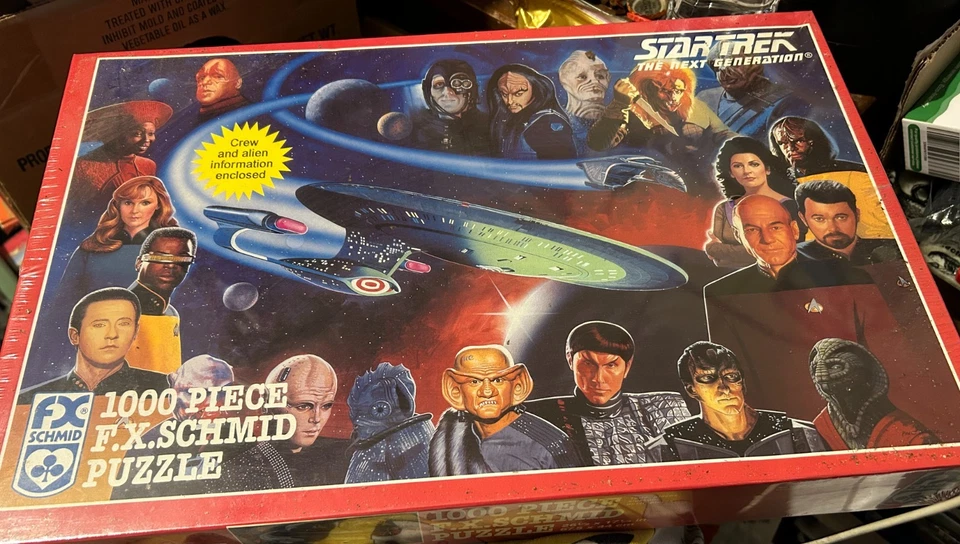 星际迷航下一代 1000 件拼图 F.X. Schmid 美国复古 1993 年全新密封 — 第 1/1 张图片