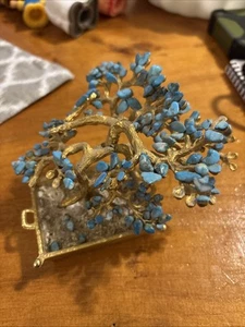Vintage Swoboda turquoise gemstone bonsai tree mid century gold plated - Picture 1 of 7