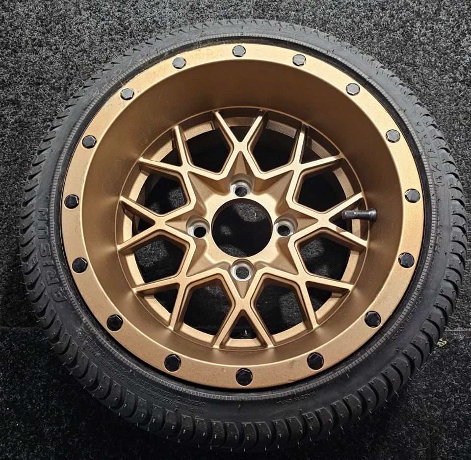 (CANTIDAD 1) Neumático para carro de golf Arisun Cruze AT-21 215/35-12 con llanta de bronce 12x7 4x4-25 Foto 1 de 4