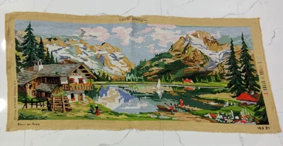 Needlepoint Tapestry Canvas Home Mountain Forest | Bridge| Flamingos 10 Counts. - Image 1 of 4