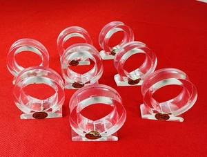 Vtg MCM Lucite Napkin Ring Set 8 Clear Spiral Acrylic Modernist Table Hong Kong - Picture 1 of 4