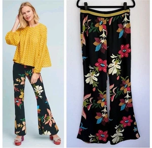 FARM RIO XS Calla Flared Retro Floral Printed Pants Black - Bild 1 von 11