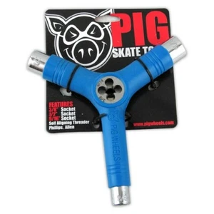 PIG SKATEBOARD TOOL All in One Tri Socket Blue WITH THREADER Skate Longboard - Picture 1 of 1