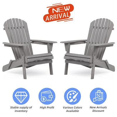 Silla Adirondack resistente a la intemperie, sillas de patio, ampliamente utilizada en exteriores, gris Foto 1 de 4