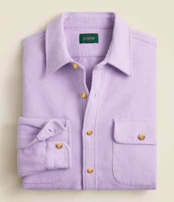 Camisa de franela gamuza pesada J Crew nueva con etiquetas en goma burbuja lavanda púrpura claro Foto 1 de 4