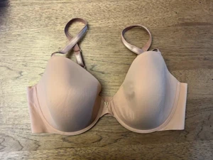 Reggiseno Victoria's Secret Praline beige 34DD Love Cloud leggermente foderato Demi VS - Foto 1 di 2